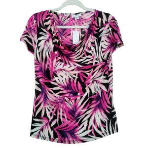 Jaclyn Smith Floral Tropical Top Shirt Hawaiian S